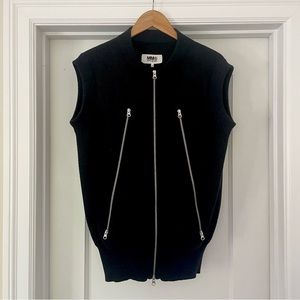 MM6 cotton and wool biker sweater vest with zippers